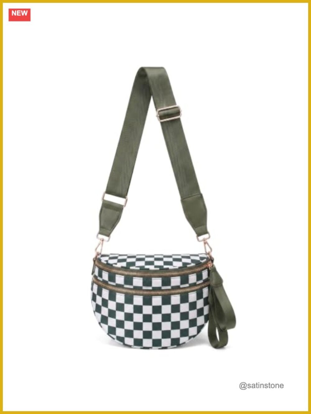 Checkered Crossbody Bag Nylon Bum Bag Women Spacious Handbags Fanny Pack with